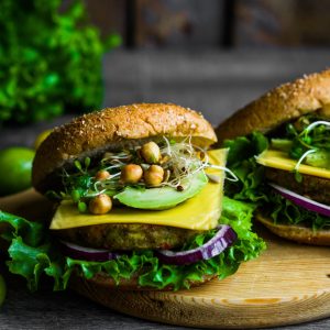 Kito Burger (Wheat Bun served with Feta Cheese and Sweet potato Tikki with lots of veggies)