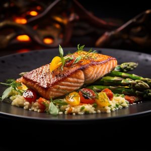 Salmon Fish with Banana Fries