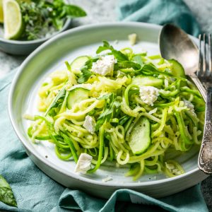 Cucumber Carrot Noodles with Hung Curd and Pita Bread